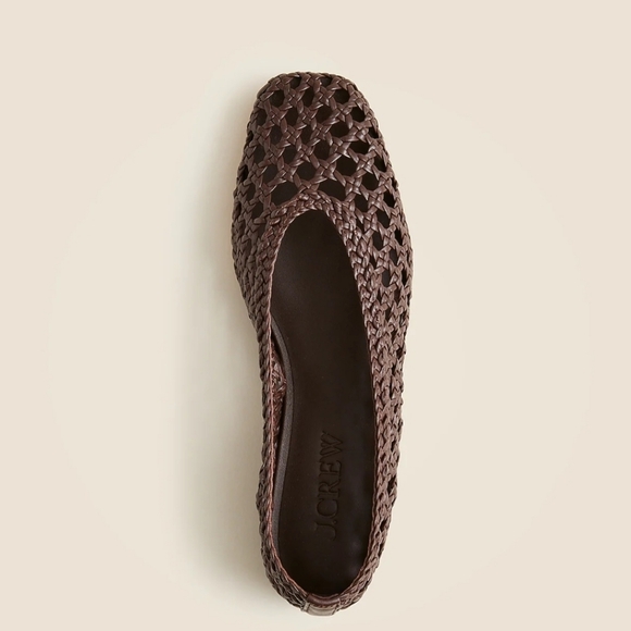 J. Crew Leather Woven Quinn Ballet Flat - Rich Hickory - Picture 2 of 11